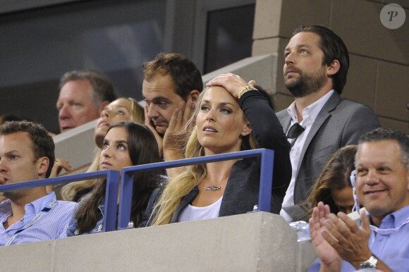 Lindsey Vonn lors du quart de finale entre Gaël Monfils et Roger Federer à l'US Open, à l'USTA Billie Jean King National Tennis Center de New York, le 4 septembre 2014