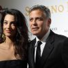George Clooney et sa sublime fiancée Amal Alamuddin sur le tapis rouge de la Celebrity Fight Night qui se tenait au Palazzo Vecchio de Florence, le 7 septembre 2014
