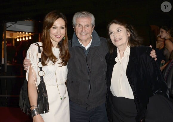 Elsa Zylberstein, Claude Lelouch et Anouk Aimée - Soirée "Claude Lelouch en musique" dans la cour d'honneur des Invalides à Paris le 6 septembre 2014. Les scènes mythiques des films de Claude Lelouch sur les plus belles musiques de Francis Lai.