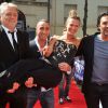Gilbert Rozon, Guiliano Peparini, Lorie et Olivier Sitruk. Le jury de "La France a un incroyable talent" arrive au Théâtre André Malraux de Rueil-Malmaison pour le début des auditions. Le 8 septembre 2014.