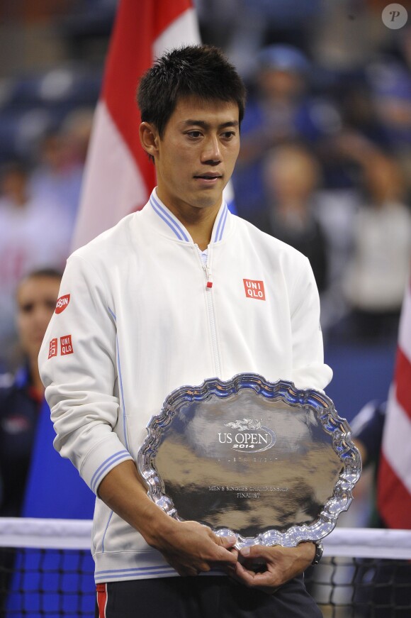 Kei Nishikori après sa finale de l'US Open perdue à New York le 8 septembre 2014. 