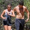 Lea Michele et Matthew Paetz font du jogging au parc de "TreePeople" à Beverly Hills, le 23 août 2014