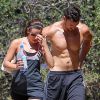 Lea Michele et son petit ami Matthew Paetz font du jogging au parc de "TreePeople" à Beverly Hills, le 23 août 2014