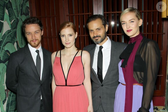 James McAvoy, Jessica Chastain, Ned Benson et Jess Weixler lors de l'after-party de "The Disappearance of Eleanor Rigby" à New York, le 10 septembre 2014.