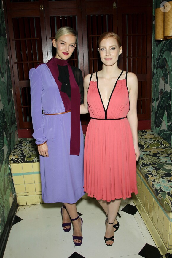Jess Weixler et Jessica Chastain lors de l'after-party de "The Disappearance of Eleanor Rigby" à New York, le 10 septembre 2014.