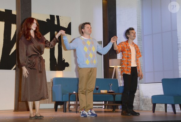 Audrey Fleurot, Guillaume de Tonquédec et Eric Elmosnino lors de la générale de la pièce "Un dîner d'adieu" au Théâtre Edouard Vll à Paris le 15 septembre 2014