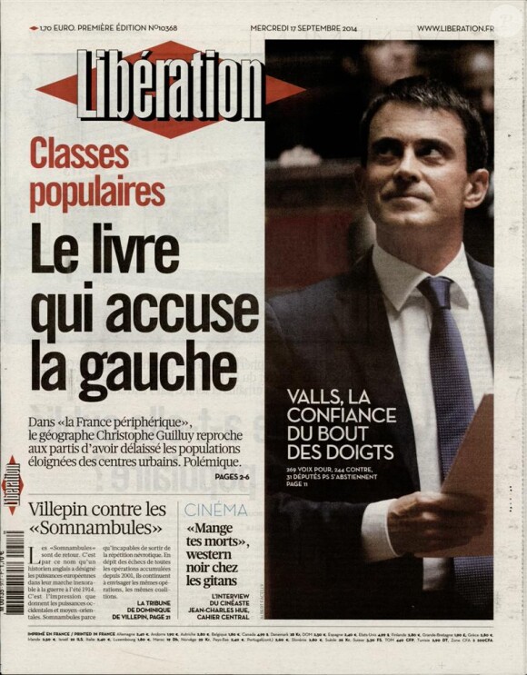 Libération, en kiosques le 17 septembre 2014.