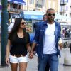 Tony Parker et sa compagne Axelle Francine dans les rues de Saint-Tropez, le 1er juillet 2014