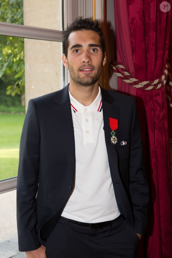 Martin Fourcade après avoir été fait Chevalier de la Légion d'honneur au palais de l'Elysée à Paris, le 15 juin 2014