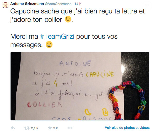 La touchante lettre d'une jeune fan à Antoine Griezmann - septembre 2014. 