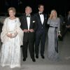 Le roi Constantin II et la reine Anne-Marie de Grèce avec le prince Pavlos et la princesse Marie-Chantal lors de la soirée de leurs noces d'or (50 ans de mariage), le 18 septembre 2014 au Yacht Club de Grèce du Pirée.