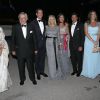 Le roi Constantin II et la reine Anne-Marie de Grèce avec leurs enfants le prince Pavlos et la princesse Marie-Chantal, la princesse Alexia et Carlos Morales Quintana, la princesse Alexia et le prince Philippos, lors de la soirée de leurs noces d'or (50 ans de mariage), le 18 septembre 2014 au Yacht Club de Grèce du Pirée.