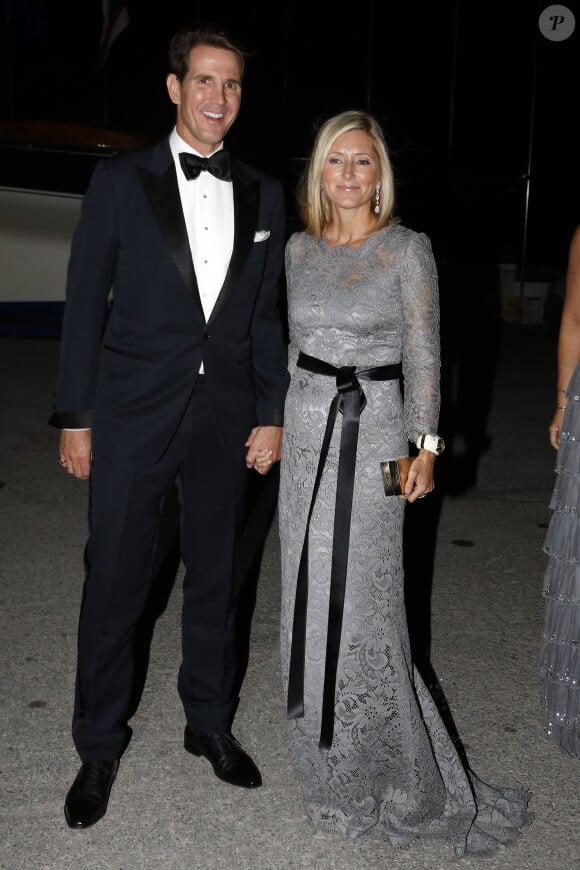 Le prince Pavlos de Grèce et la princesse Marie-Chantal à la soirée des noces d'or (50 ans de mariage) du roi Constantin II et de la reine Anne-Marie de Grèce, le 18 septembre 2014 au Yacht Club de Grèce du Pirée.