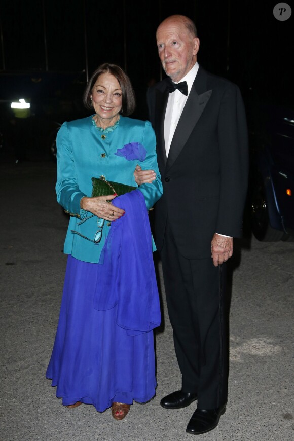 Le roi Simeon II de Bulgarie et son épouse Margarita à la soirée des noces d'or (50 ans de mariage) du roi Constantin II et de la reine Anne-Marie de Grèce, le 18 septembre 2014 au Yacht Club de Grèce du Pirée.
