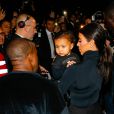 Please hide the child's face prior to the publication - Kim Kardashian and Kanye West with their daughter North are spotted arriving at the Balenciaga Fashion Show during the Paris Fashion Week in Paris, France on September 24, 2014. Photo by ABACAPRESS.COM24/09/2014 - Paris
