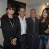 Anne-Marie Périer, Nicolas Sarkozy, Michel Sardou et Carla Bruni-Sarkozy - Loge de l'Olympia à l'issue du concert de Michel Sardou à Paris le 7 juin 2013.