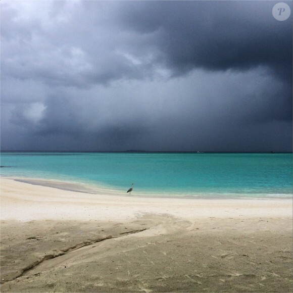 ''Maldives mal lunées.'' Photo des vacances aux Maldives d'Example et sa femme Erin McNaught, enceinte de leur premier enfant, en septembre 2014, du 17 au 24. Publiée sur le compte Instagram de l'ancienne Miss Australie.