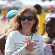 Valérie Trierweiler sur la plage, à l'occasion de la "Journée des oubliés des vacances", organisée par le Secours Populaire Français. Le 20 août 2014