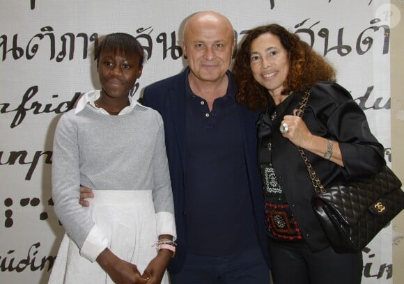 Olivier Poivre d'Arvor avec sa femme Tilla et sa fille Faïza - Soirée du nouvel an juif chez Marek Halter à Paris le 28 septembre 2014.