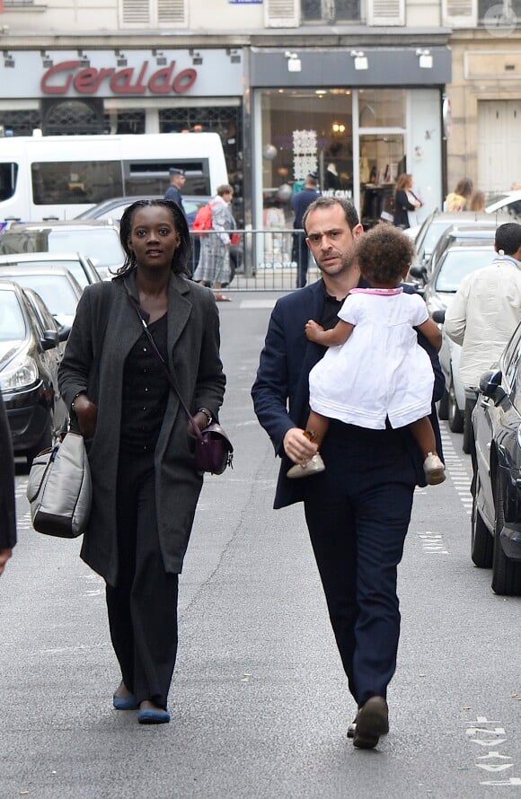 Rama Yade, son mari Joseph Zimet et leur fille Jeanne - Soirée du nouvel an juif chez Marek Halter à Paris le 28 septembre 2014.