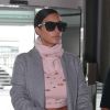 Kim Kardashian et sa fille North arrivent à l'aéroport de Roissy pour repartir aux Etats-Unis. Le 1er octobre 2014