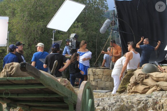 Exclusif - Marie-Ange Casta avec Nick Clark sur le tournage du film "The Lovaganza Convoy: Part 2 - The Prophecy" à Grimaud, le 19 septembre 2014.