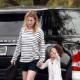Ellen Pompeo et sa fille Stella Luna, à Los Angeles, le 14 juillet 2014