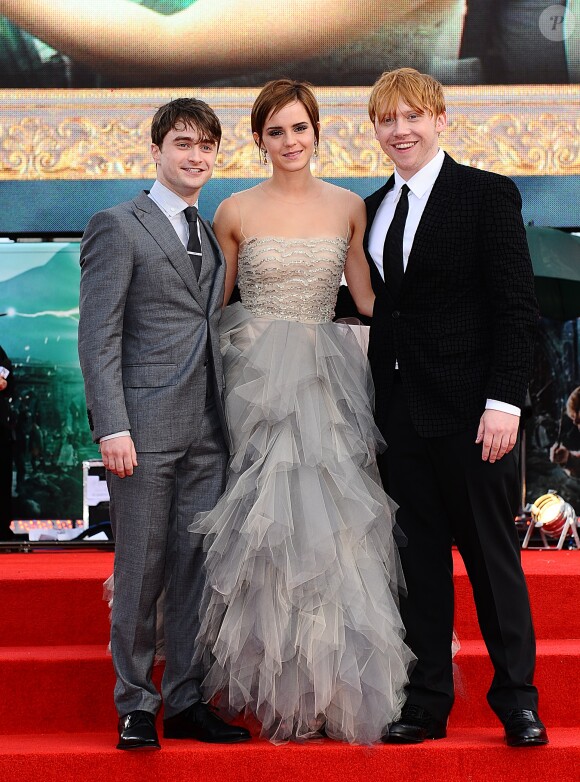 Daniel Radcliffe, Emma Watson et Rupert Grint à Londres le 7 juillet 2011.