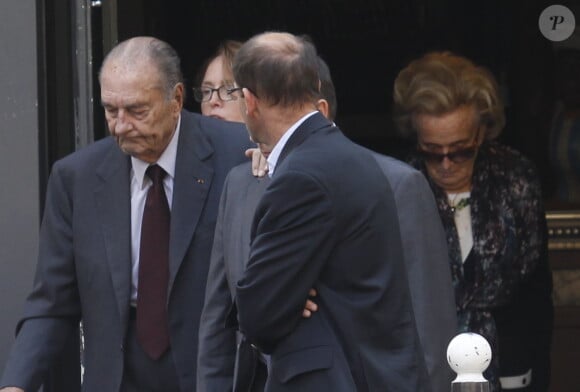 Jacques Chirac est allé déjeuner au restaurant "Le père Claude" avec sa femme Bernadette et sa fille Claude à Paris le 4 octobre 2014.