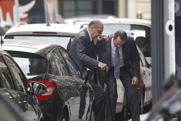Jacques Chirac a déjeuné au restaurant "Le père Claude" avec sa femme Bernadette et sa fille Claude à Paris le 4 octobre 2014.
