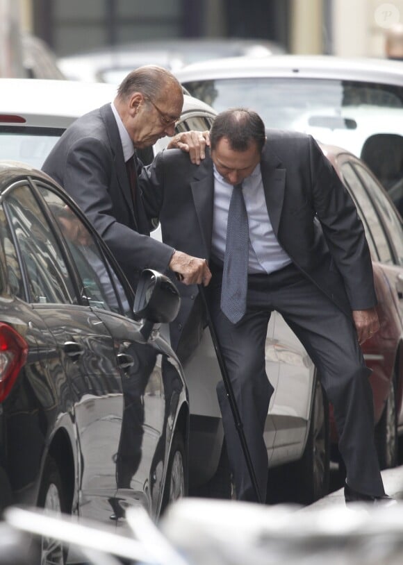 Jacques Chirac a déjeuné au restaurant "Le père Claude" avec sa femme Bernadette et sa fille Claude à Paris le 4 octobre 2014.
