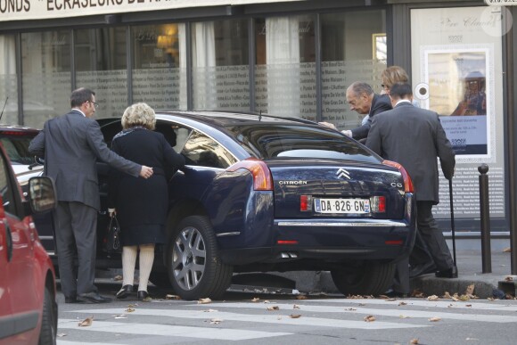 Jacques Chirac a déjeuné au restaurant "Le père Claude" avec sa femme Bernadette et sa fille Claude à Paris le 4 octobre 2014.