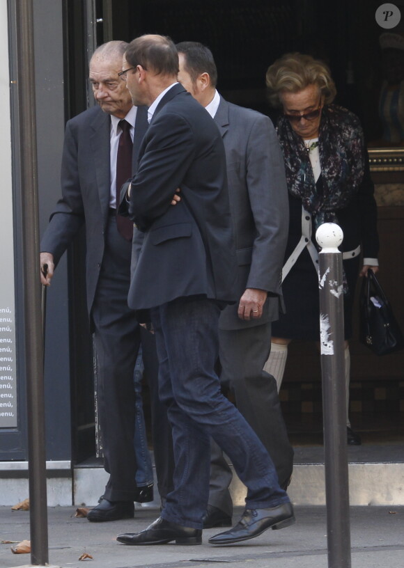 Jacques Chirac a déjeuné au restaurant "Le père Claude" avec sa femme Bernadette et sa fille Claude à Paris le 4 octobre 2014.