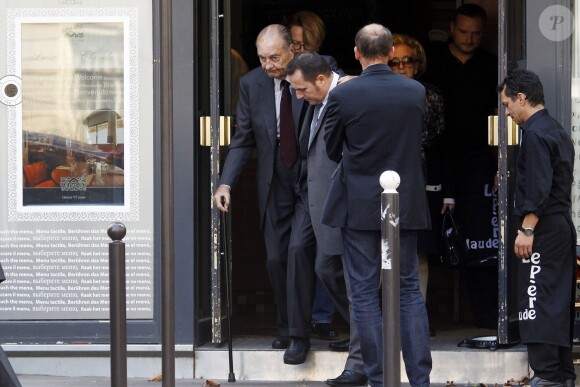 Jacques Chirac a déjeuné au restaurant "Le père Claude" avec sa femme Bernadette et sa fille Claude à Paris le 4 octobre 2014.