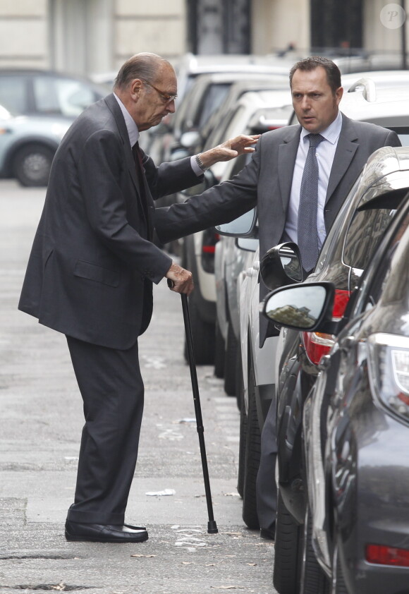 Jacques Chirac a déjeuné au restaurant "Le père Claude" avec sa femme Bernadette et sa fille Claude à Paris le 4 octobre 2014.
