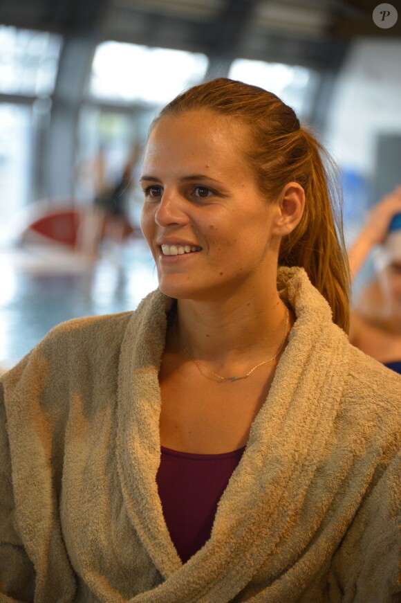 Laure Manaudou lors d'un cours d'Aquazumba au Centre Aquatique d'Alfortville, le 5 octobre 2013