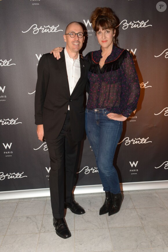 Daphné Burki et Christophe Mercier (DG du W) - Soirée au W pour le lancement du nouveau cocktail club de l'hôtel parisien. Le 8 octobre 2014