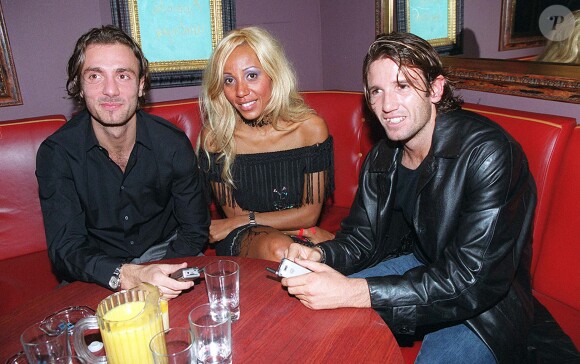 Christophe Dugarry, Cathy Guetta et Vincent Candela aux Bains à Paris le 6 octobre 1999. 