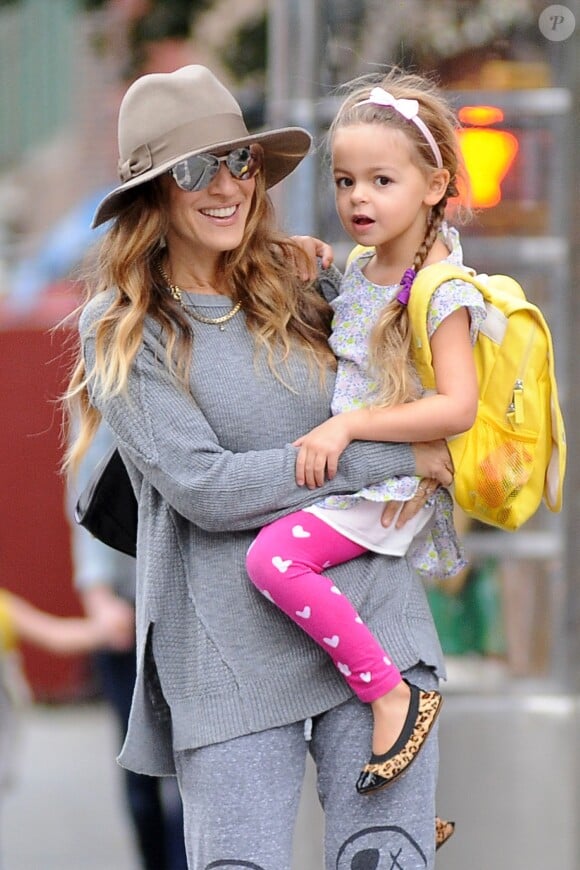 Sarah Jessica Parker et ses filles Marion et Tabitha à New York, le 7 octobre 2014