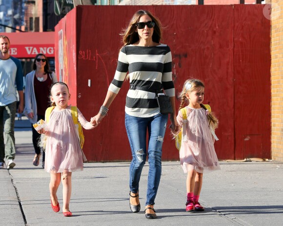 Sarah Jessica Parker emmène ses filles Tabitha et Marion à l'école à New York, le 19 septembre 2014