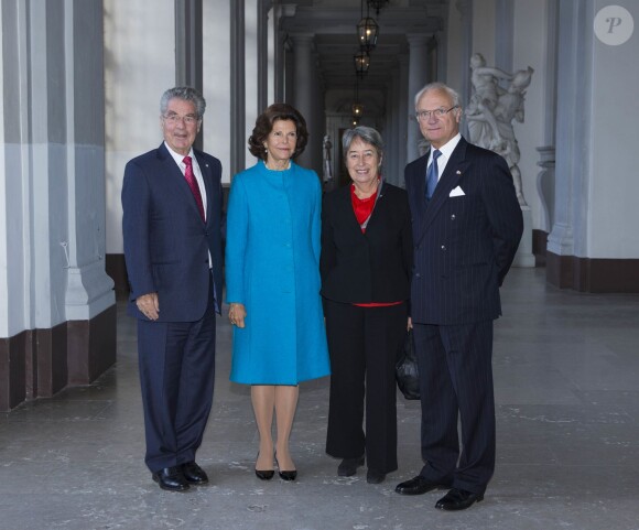Le roi Carl XVI Gustaf de Suède et la reine Silvia recevaient le 8 octobre 2014 le président autrichien Heinz Fischer et la première dame Margit Fischer à Stockholm.