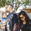 Kim Kardashian avec son mari Kanye West, leur fille North ainsi que toute la famille Kardashian à Moonpark Los Angeles, le 18 Octobre 2014