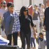 Kim Kardashian avec son mari Kanye West, leur fille North ainsi que toute la famille Kardashian à Moonpark Los Angeles, le 18 Octobre 2014