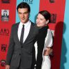 Finn Wittrock et sa femme Sarah Roberts - Soirée de présentation de la 4e saison de la série "American Horror Story: Freak Show" à Hollywood, le 5 octobre 2014. 