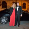 Michelle Hunziker, enceinte, et Tomaso Trussardi arrivent au dîner de gala pour la fondation Doppia Difesa lors du Festival international du film de Rome, le 22 octobre 2014.
 