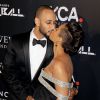 Alicia Keys (enceinte) et son mari Swizz Beatz sur le tapis rouge de la soirée "Keep A Child Alive Black Ball" organisée au Hammerstein Ballroom de New York, le 30 octobre 2014.
