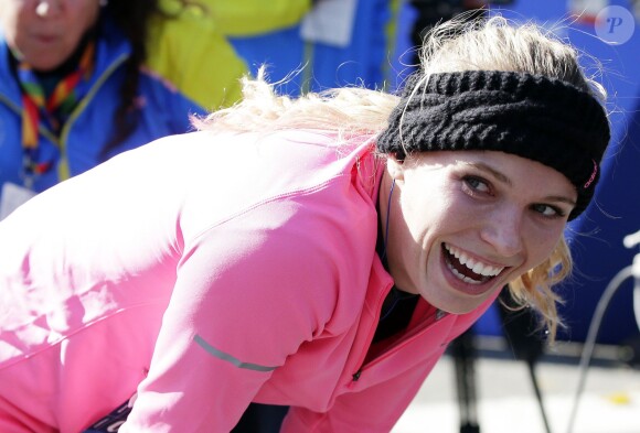 Caroline Wozniacki lors du marathon de New York, le 2 novembre 2014 à New York