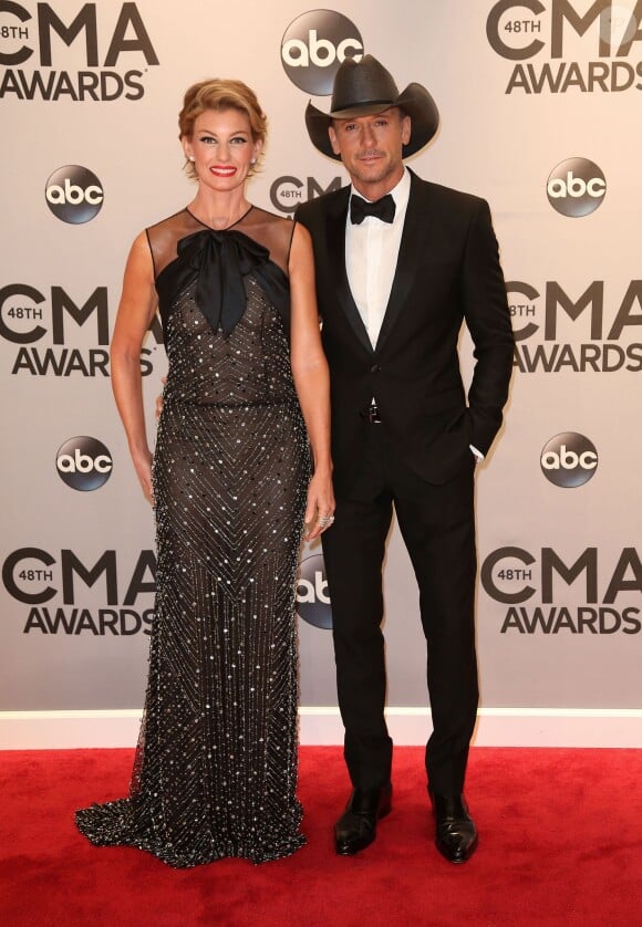Tim McGraw et Faith Hill sur le tapis rouge des CMA Awards à Nashville, le 5 novembre 2014.