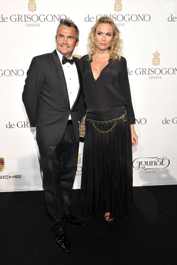 Richard Virenque et sa compagne Marie-Laure lors de la soirée de Grisogono à l'hôtel Eden Roc au Cap d'Antibes à Cannes le 20 mai 2014. Le couple a eu le 3 octobre 2014 son premier enfant, un fils prénommé Eden.