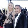 Richard Virenque et sa compagne Marie-Laure le 23 mai 2013 lors du 66e Festival de Cannes. Le couple a eu le 3 octobre 2014 son premier enfant, un fils prénommé Eden.
